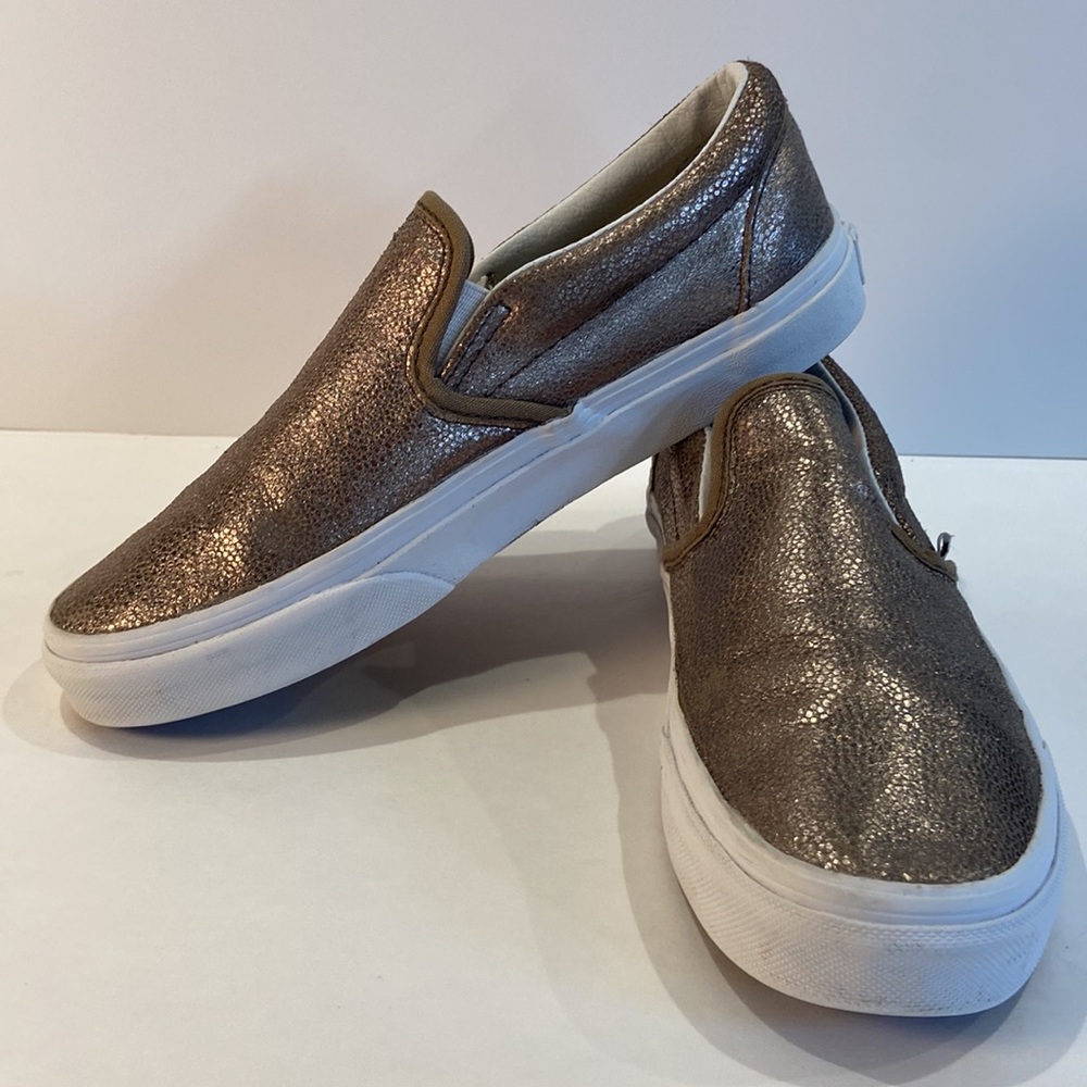Vans gold snakeskin print classic style slip on size 7